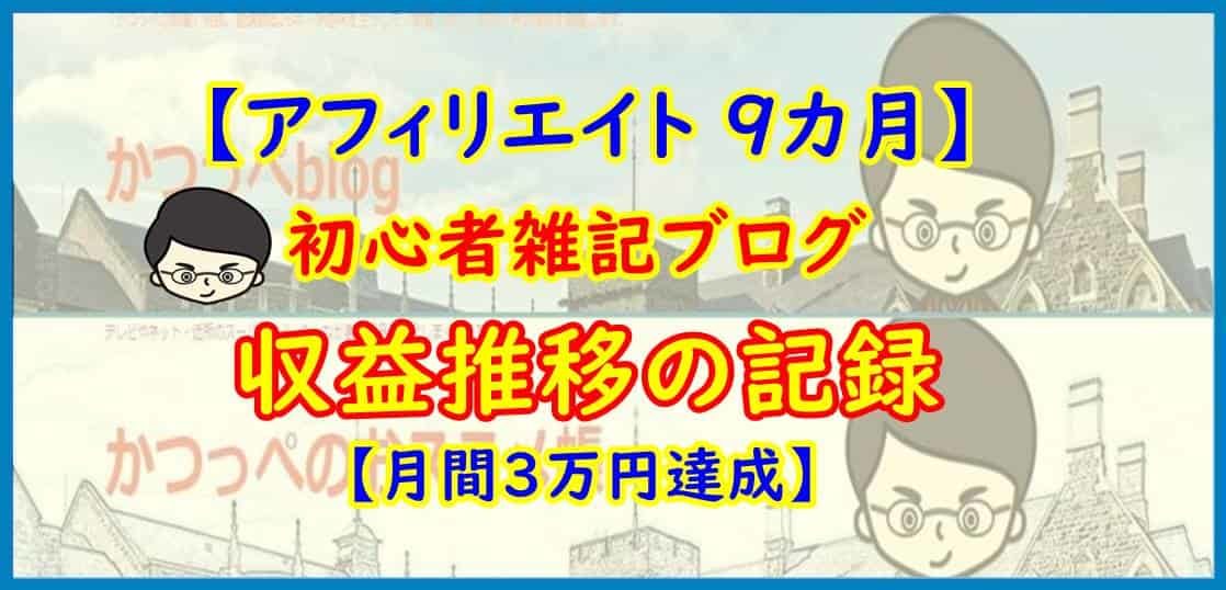 【アフィリエイト ９カ月】初心者雑記ブログ 収益推移の記録【月間３万円達成】